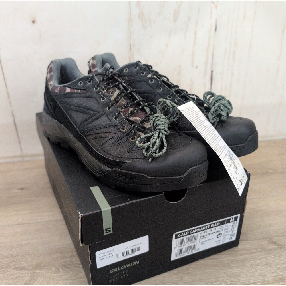 Salomon  X-ALP CARHARTT W.I.P Shoes Triple Black W/Camo Size: M11/W 12 New